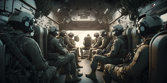 Troops assembling for training